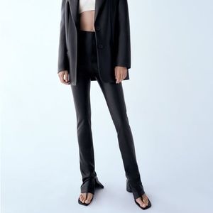 Zara extra long faux leather leggings, size S.